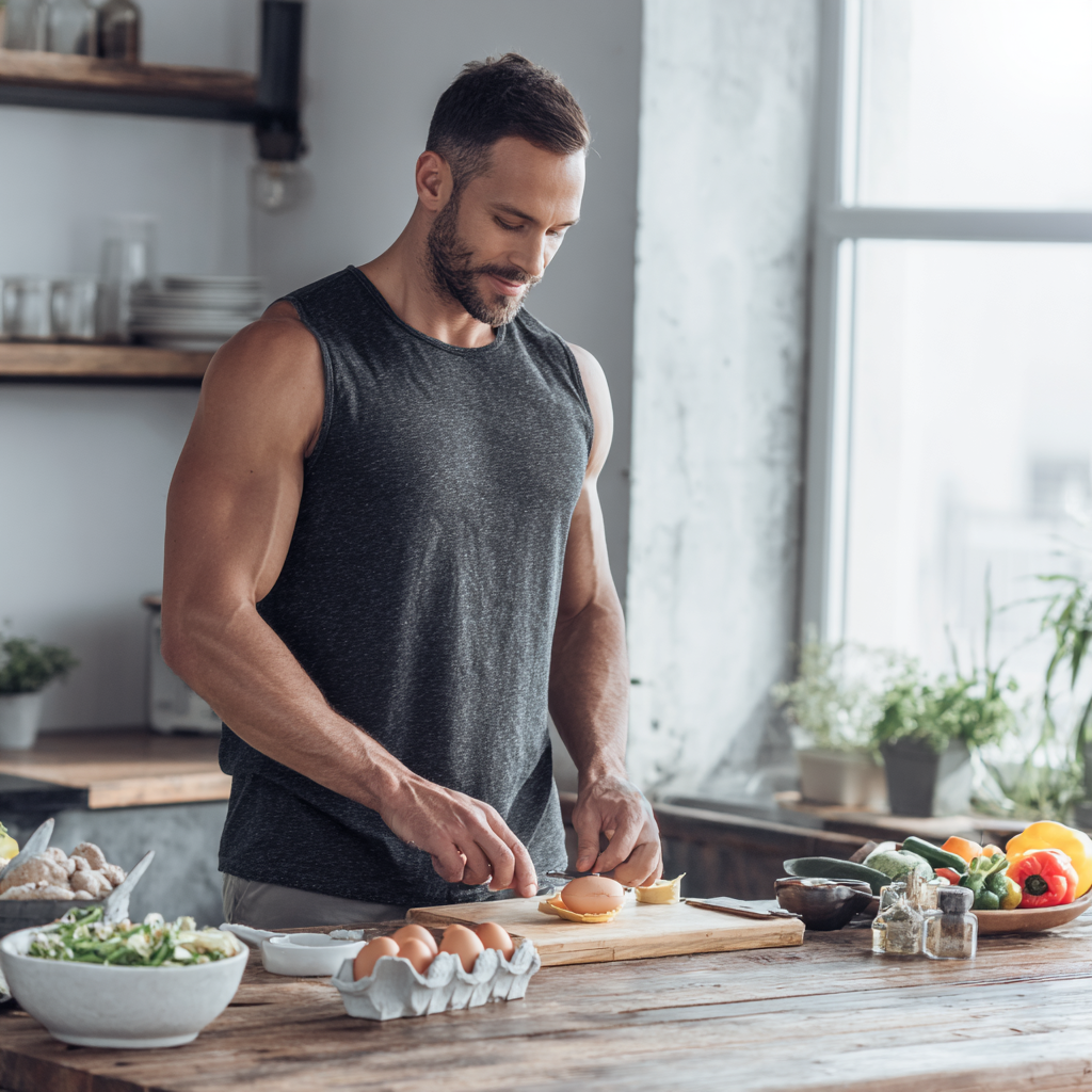 Чоловік тренується в спортзалі